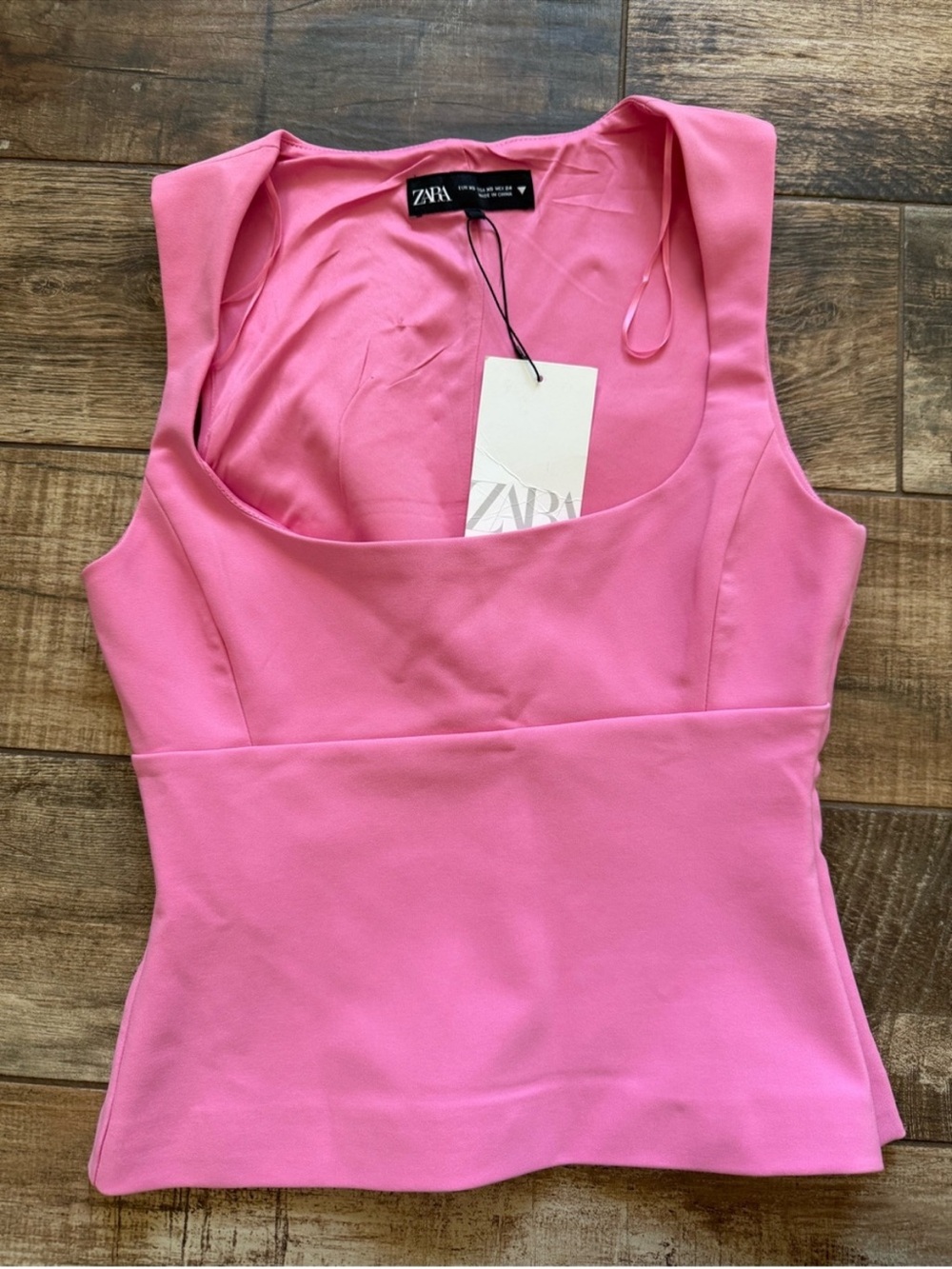 Zara Pink Sleeveless Square Neck Top
